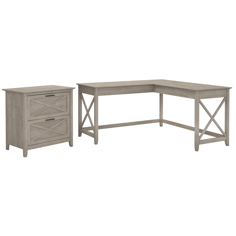 Beachcrest Home Cyra LShaped Credenza Desk & Reviews Wayfair